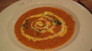 Tomato, cucumber and gin soup